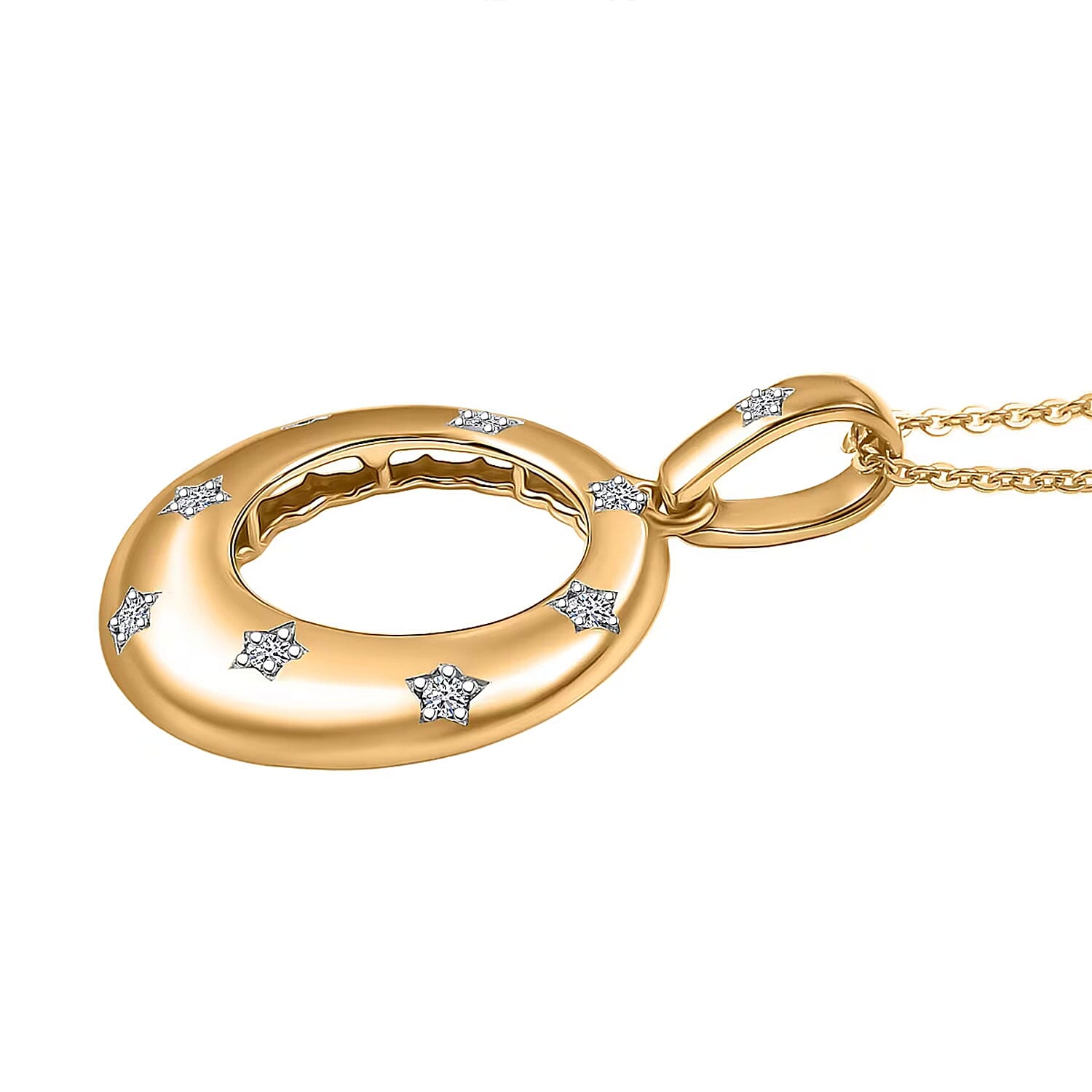 Luxuriant Lab Grown Diamond Pendant Necklace in 14K Vermeil YG Over Sterling Silver 0.15 ctw  (20 Inches)