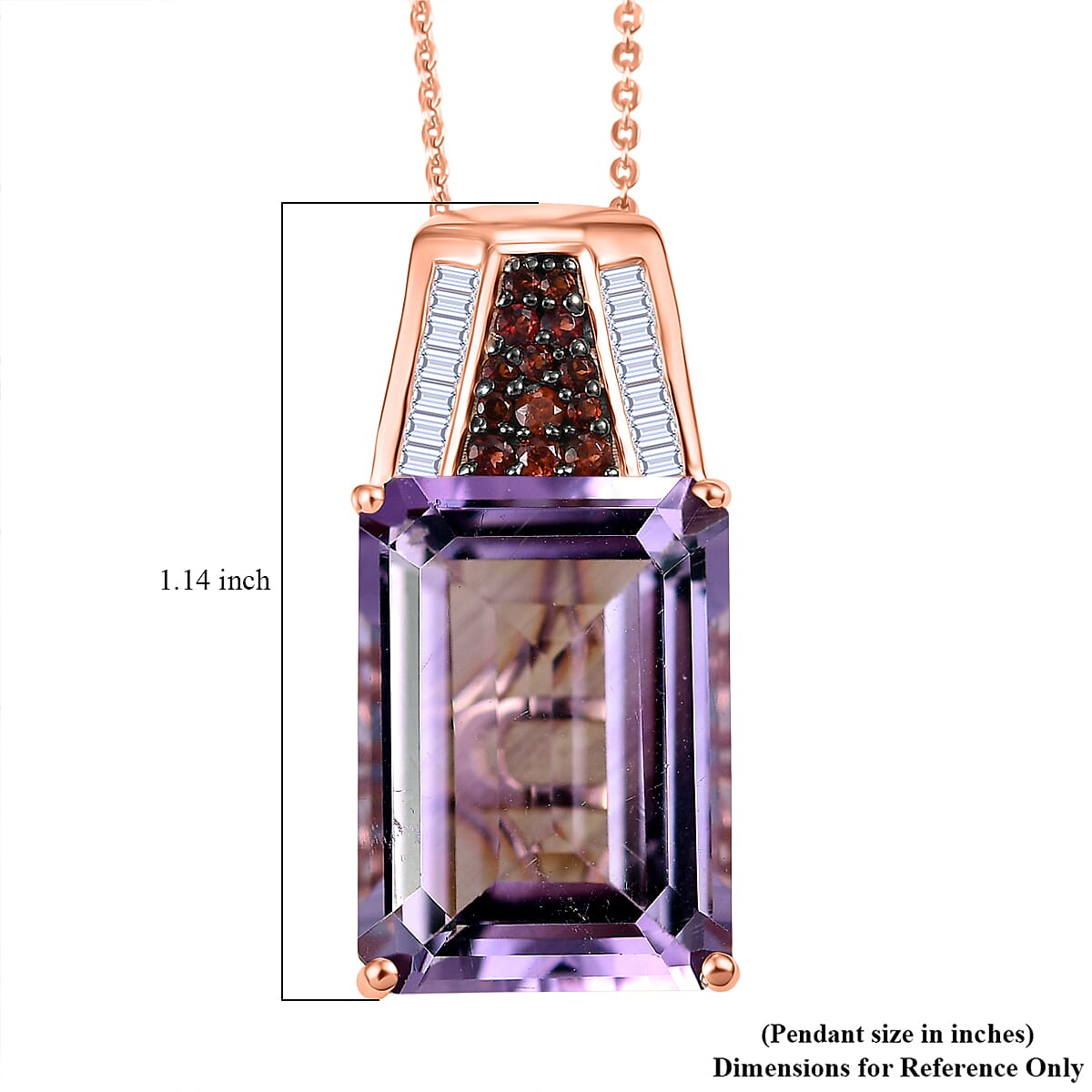 Doorbuster D'Joy Premium Pink Amethyst and Multi Gemstone 14.10 ctw Crown of the Two Forces Pendant Necklace in 18K Vermeil Rose Gold Over Sterling Silver 20 Inches image number 5