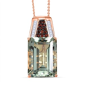 Doorbuster D'Joy Premium Montezuma Prasiolite and Multi Gemstone 17.90 ctw Crown of the Two Forces Pendant Necklace in 18K Vermeil Rose Gold Over Sterling Silver 20 Inches