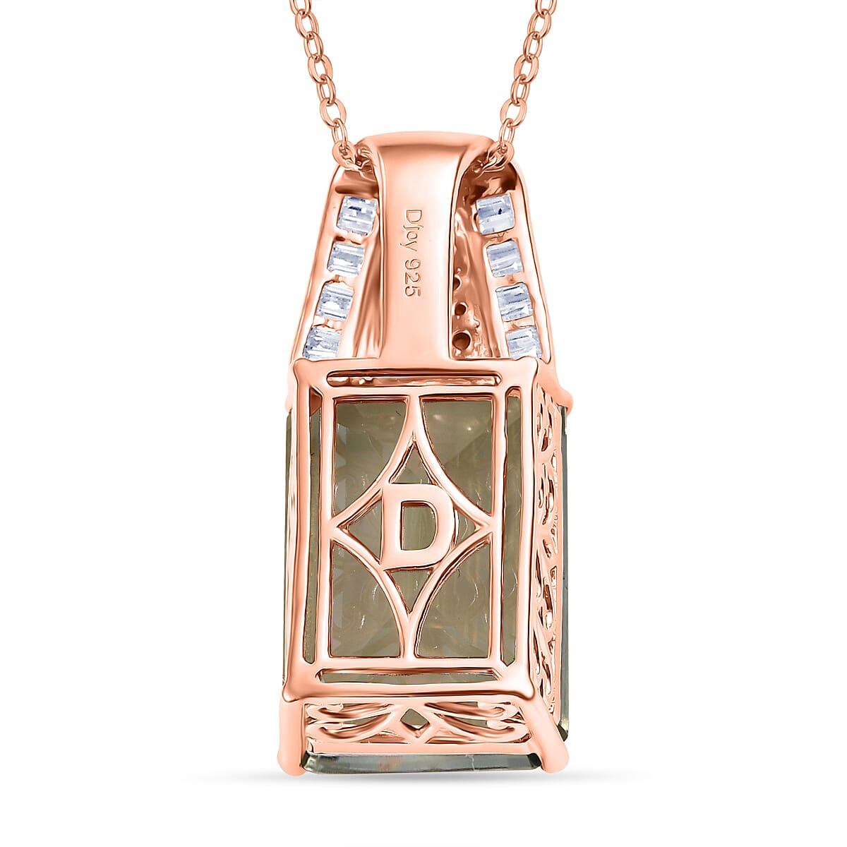 Doorbuster D'Joy Premium Montezuma Prasiolite and Multi Gemstone 17.90 ctw Crown of the Two Forces Pendant Necklace in 18K Vermeil Rose Gold Over Sterling Silver 20 Inches image number 4