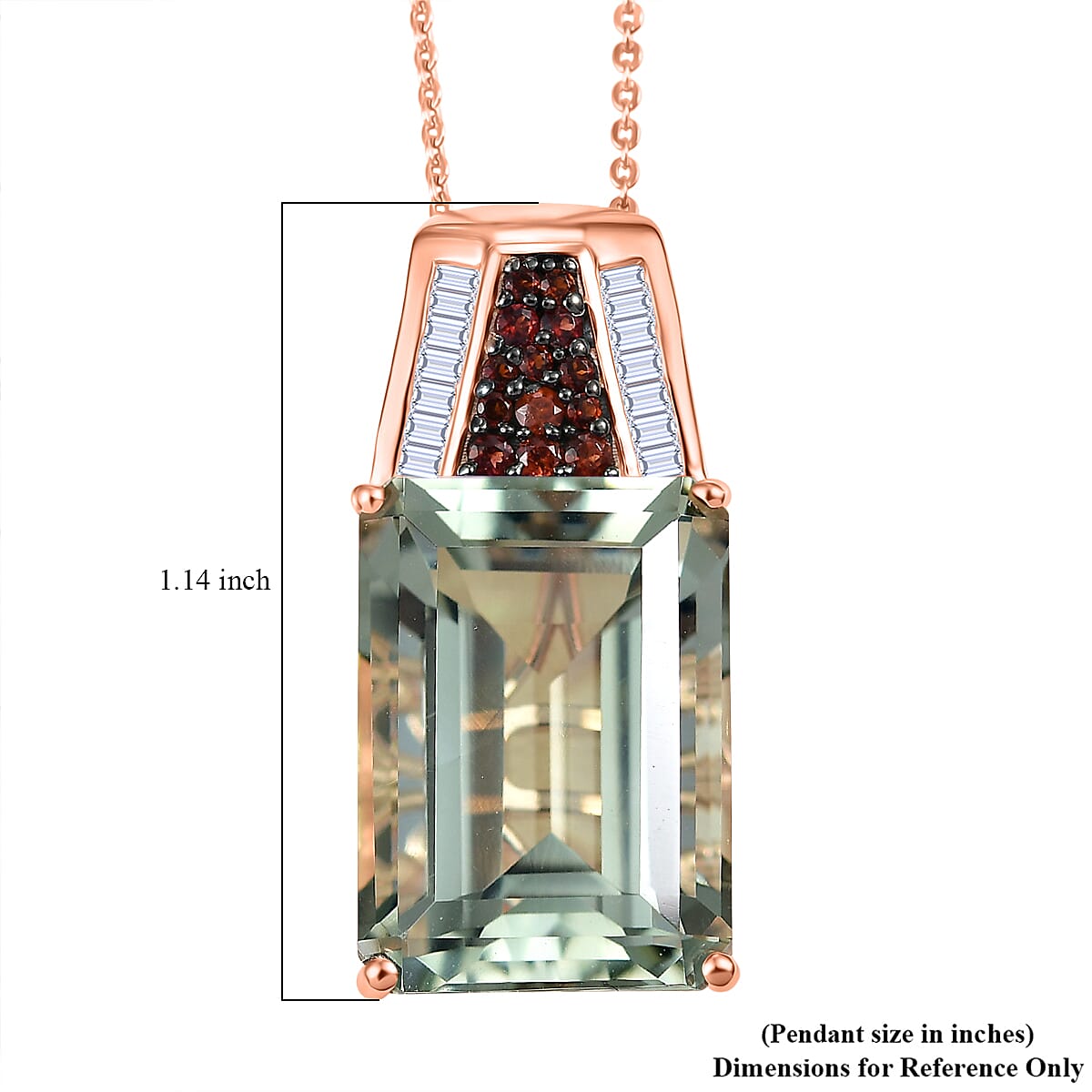 Doorbuster D'Joy Premium Montezuma Prasiolite and Multi Gemstone 17.90 ctw Crown of the Two Forces Pendant Necklace in 18K Vermeil Rose Gold Over Sterling Silver 20 Inches image number 5