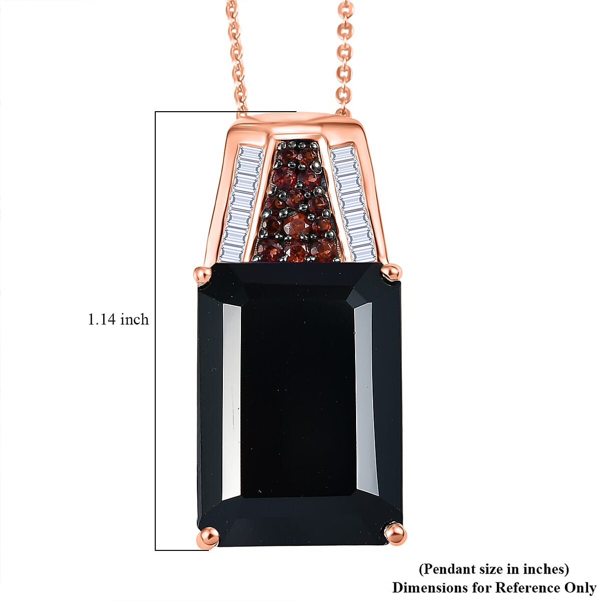 Doorbuster D'Joy Premium Thai Black Spinel and Multi Gemstone 20.60 ctw Crown of the Two Forces Pendant Necklace in 18K Vermeil Rose Gold Over Sterling Silver 20 Inches image number 5