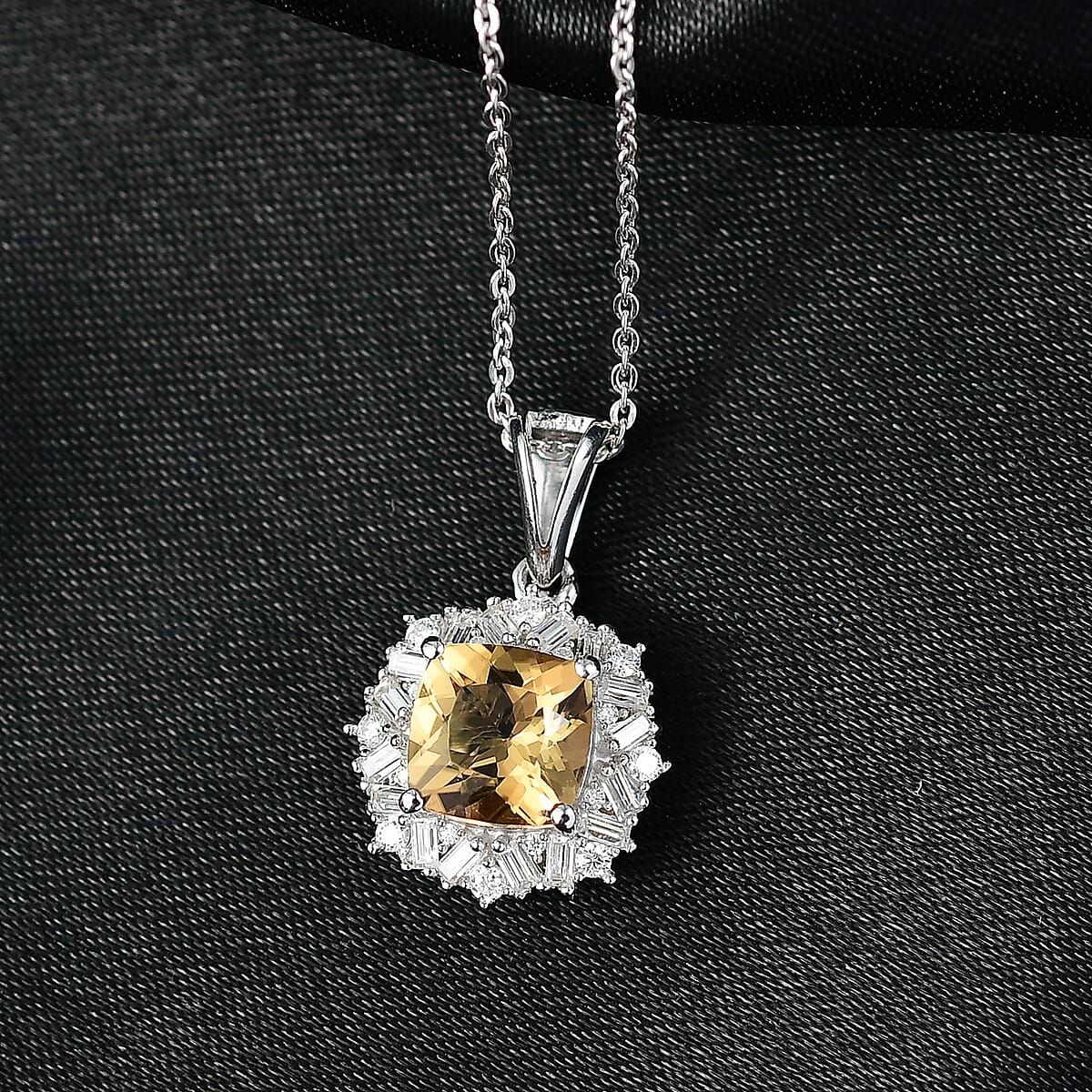 D'Joy Premium Marialite and Moissanite 1.75 ctw Pendant Necklace in Rhodium Over Sterling Silver 20 Inches image number 1