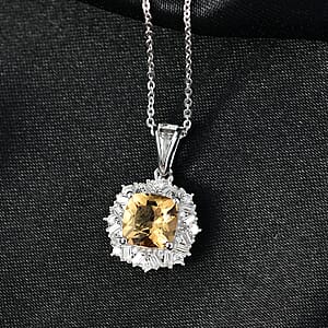 D'Joy Marialite, Moissanite Art Deco Pendant Necklace in Rhodium Over Sterling Silver 1.75 ctw (20 Inches)