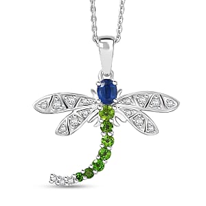 GP Trionfo Collection Kashmir Kyanite and Multi Gemstone 0.70 ctw Pendant Necklace in Rhodium Over Sterling Silver 20 Inches (Del. in 7-10 Days) 