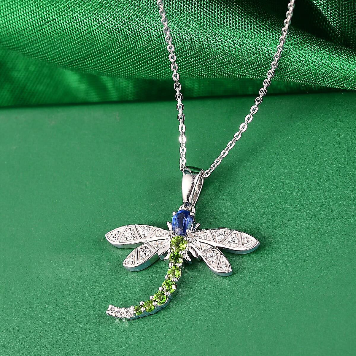 GP Trionfo Collection Kashmir Kyanite and Multi Gemstone 0.70 ctw Pendant Necklace in Rhodium Over Sterling Silver 20 Inches (Del. in 7-10 Days)  image number 1