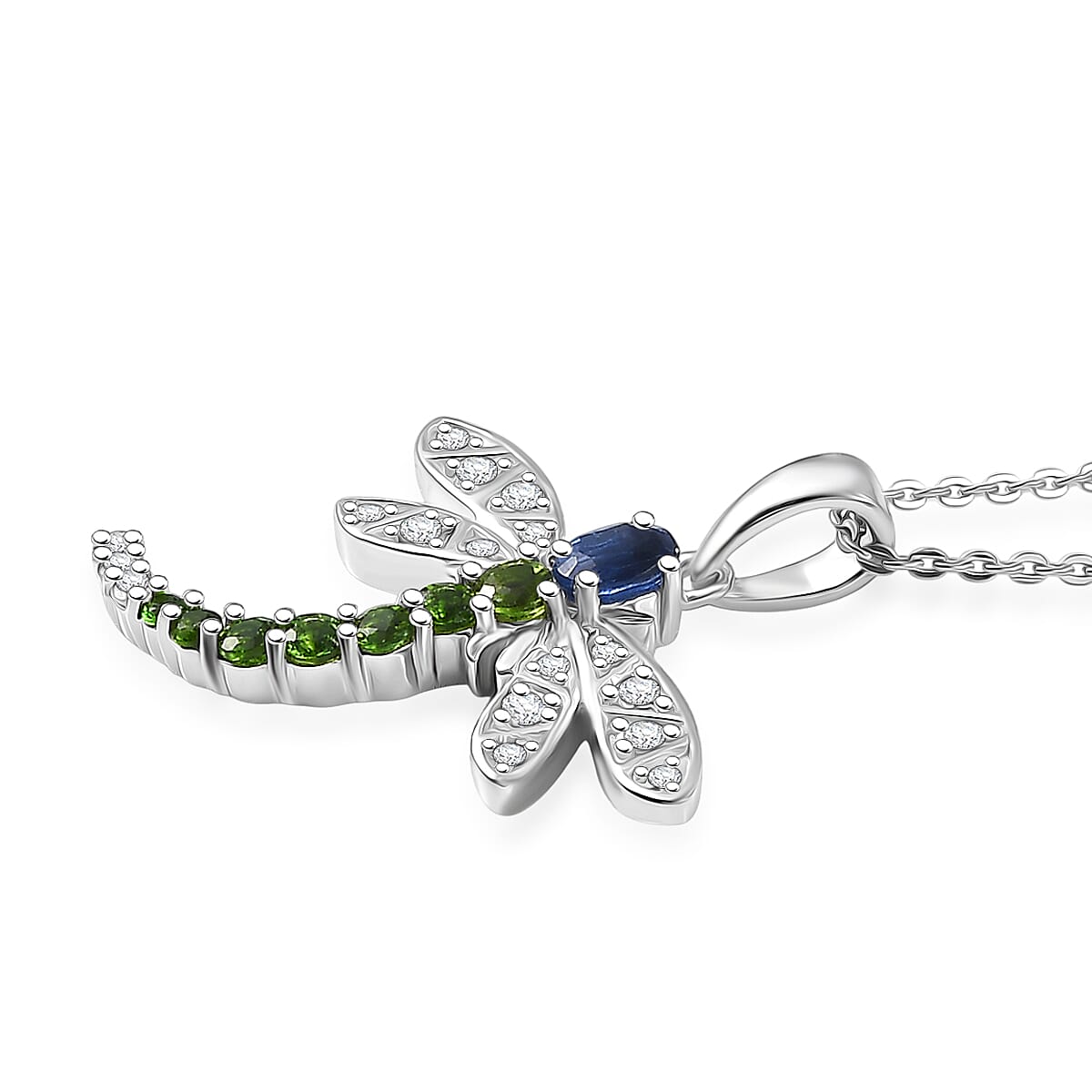 GP Trionfo Collection Kashmir Kyanite and Multi Gemstone 0.70 ctw Pendant Necklace in Rhodium Over Sterling Silver 20 Inches (Del. in 7-10 Days)  image number 4