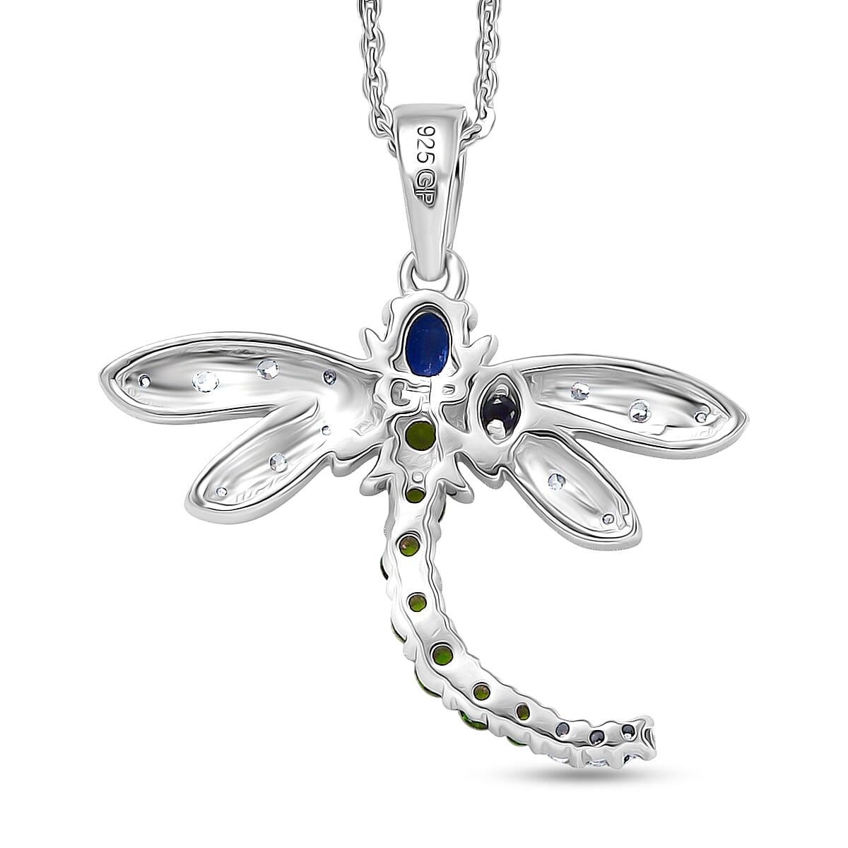 GP Trionfo Collection Kashmir Kyanite and Multi Gemstone 0.70 ctw Pendant Necklace in Rhodium Over Sterling Silver 20 Inches (Del. in 7-10 Days)  image number 5