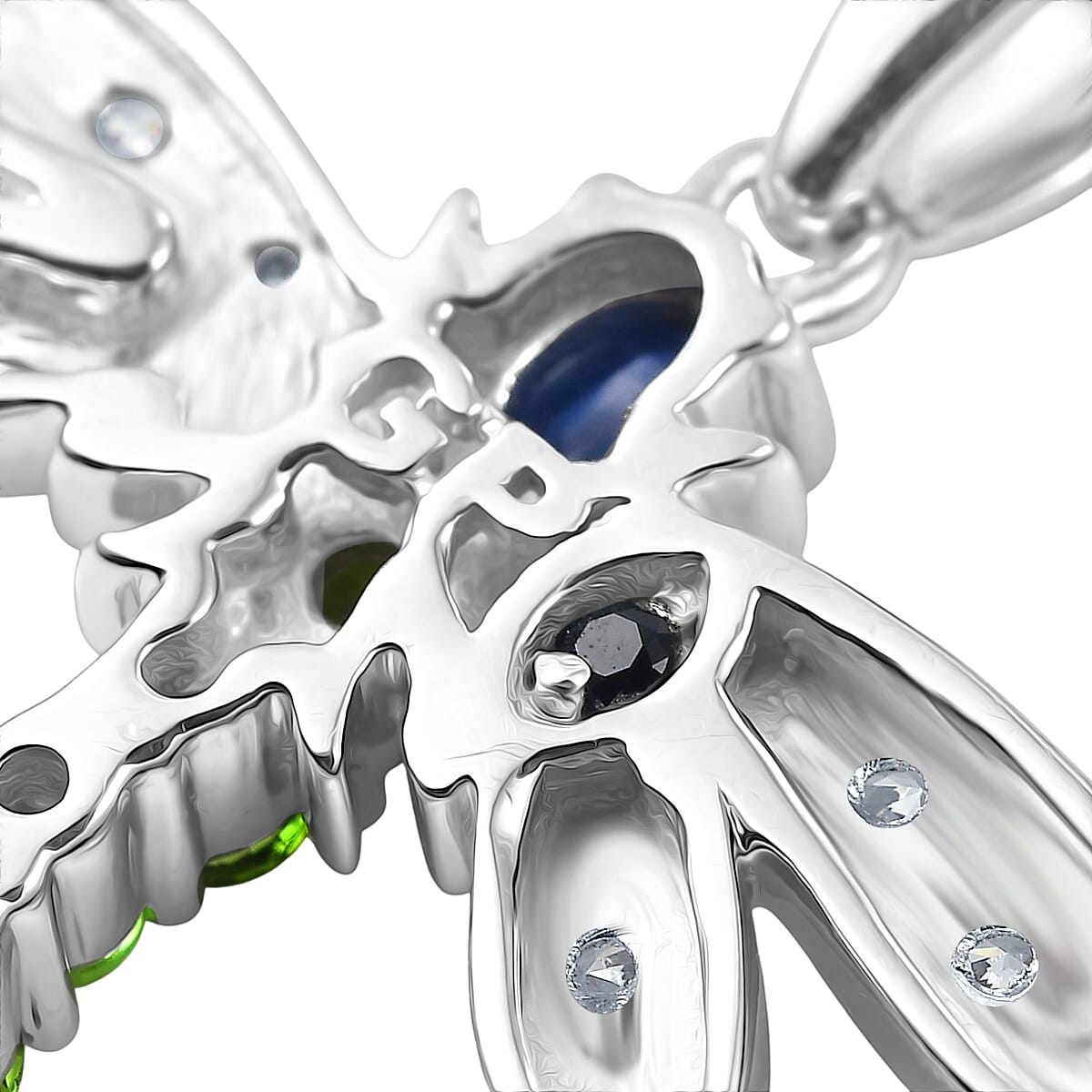 GP Trionfo Collection Kashmir Kyanite and Multi Gemstone 0.70 ctw Pendant Necklace in Rhodium Over Sterling Silver 20 Inches (Del. in 7-10 Days)  image number 6