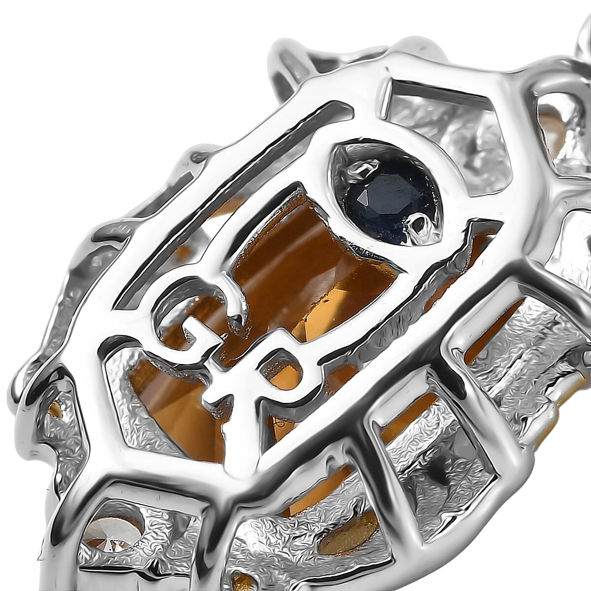 GP Royal Art Deco Collection Brazilian Citrine, Zircon Pendant Necklace in 18K Vermeil YG and Rhodium Over Sterling Silver 1.60 ctw (20 Inches)  (Del. in 12-15 Days)