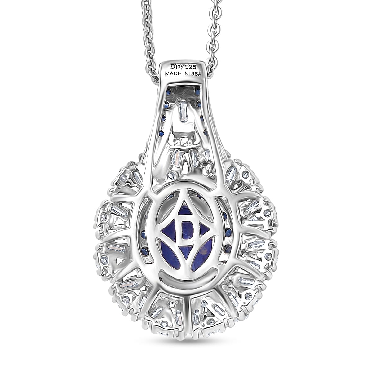 D'Joy Premium Tanzanite and Multi Gemstone 1.80 ctw Sunburst Pendant Necklace in Rhodium Over Sterling Silver 20 Inches