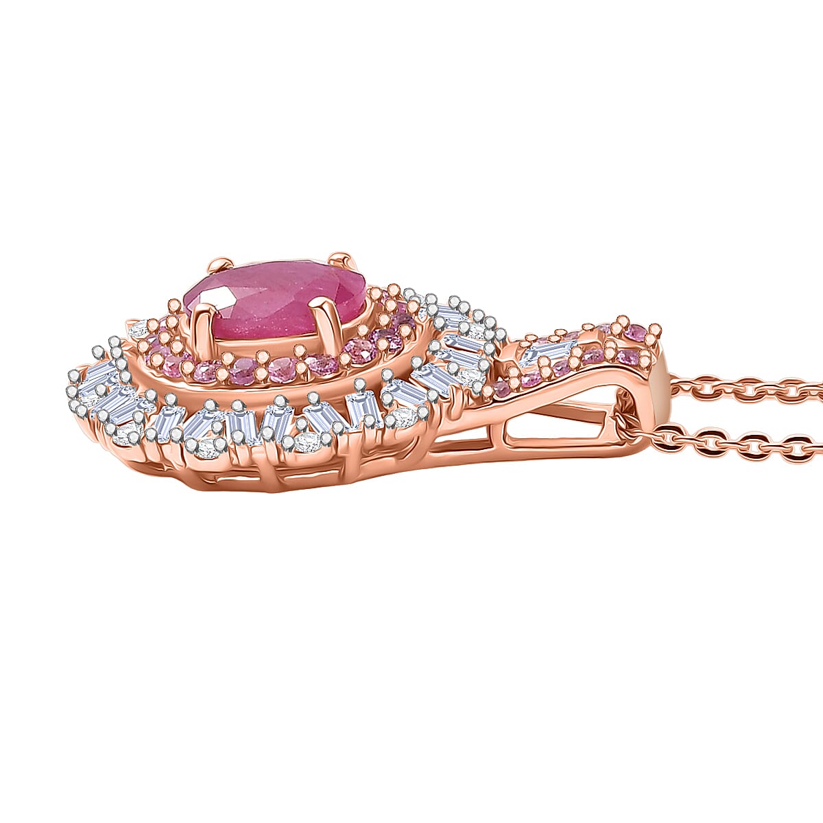  D'Joy Premium Tanzanite, Multi Gemstone Sunburst Pendant Necklace (20 Inches) in Rhodium Over Sterling Silver 1.80 ctw image number 3