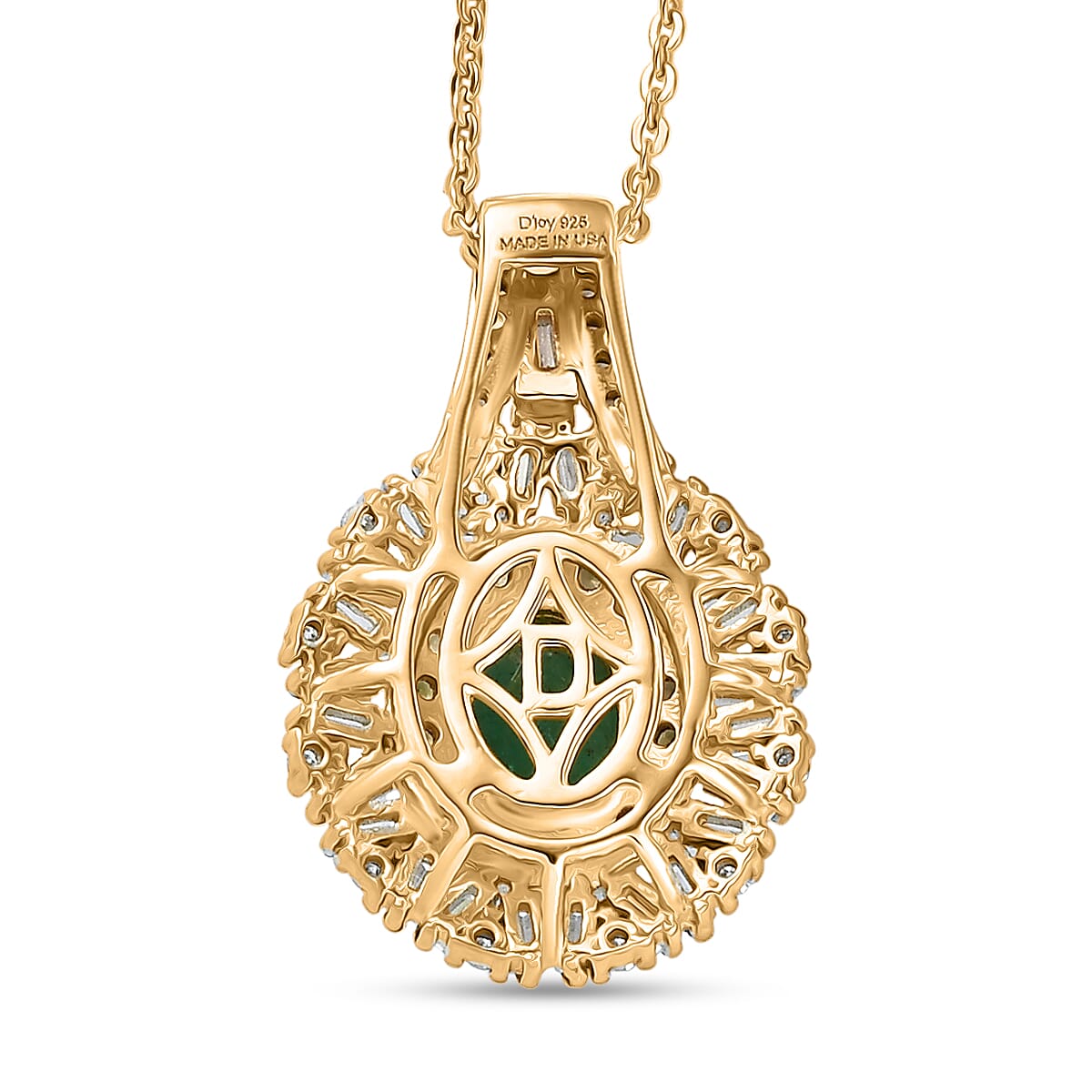 D'Joy Kagem Zambian Emerald, Multi Gemstone Sunburst Pendant Necklace in 18K Vermeil YG Over Sterling Silver 1.60 ctw (20 Inches) image number 3