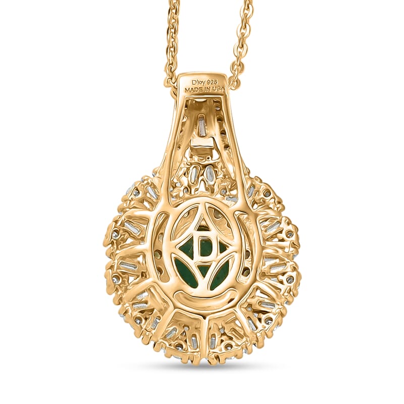 D'Joy Kagem Zambian Emerald, Multi Gemstone Sunburst Pendant Necklace in 18K Vermeil YG Over Sterling Silver 1.60 ctw (20 Inches)