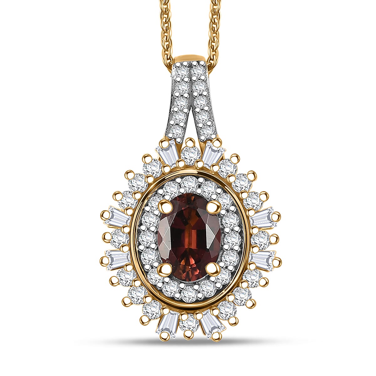 TLV D'Joy AAA Ouro Fino Rubellite, Moissanite Pendant Necklace (20 Inches) in 18K Vermeil YG Over Sterling Silver 1.50 ctw image number 0