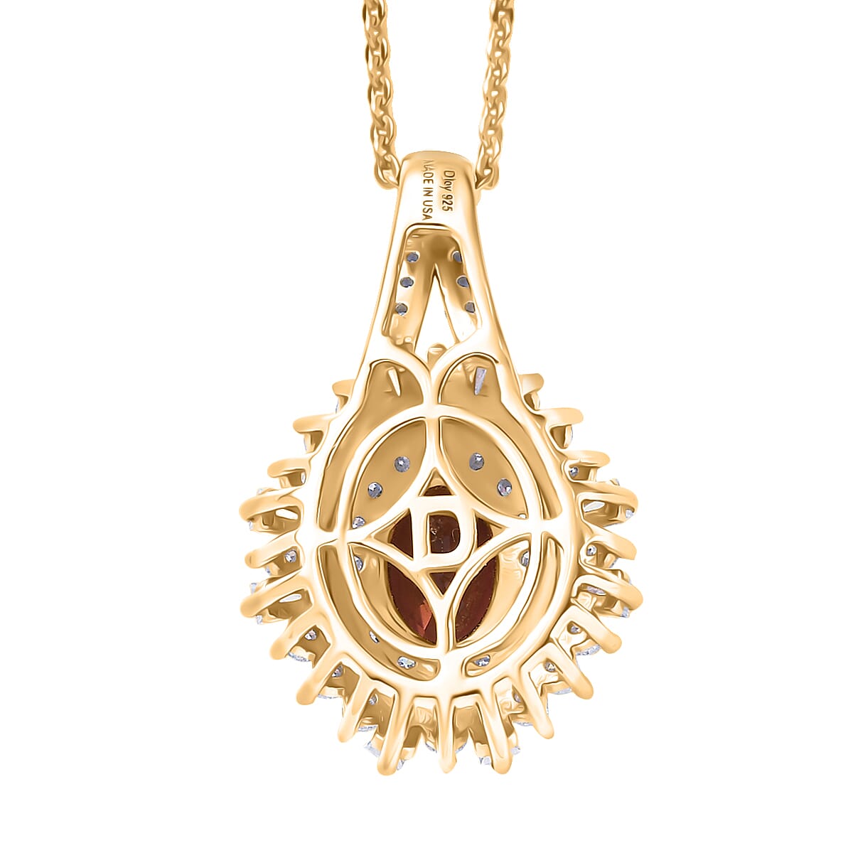 TLV D'Joy AAA Ouro Fino Rubellite, Moissanite Pendant Necklace (20 Inches) in 18K Vermeil YG Over Sterling Silver 1.50 ctw image number 4