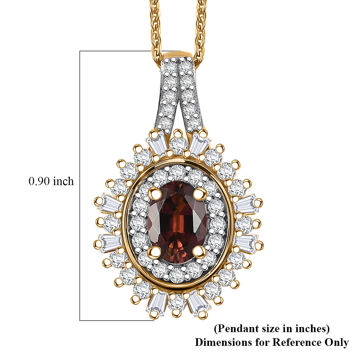 TLV D'Joy AAA Ouro Fino Rubellite, Moissanite Pendant Necklace (20 Inches) in 18K Vermeil YG Over Sterling Silver 1.50 ctw image number 5