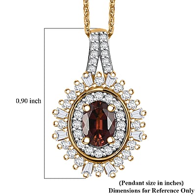 D'Joy AAA Ouro Fino Rubellite and Moissanite 1.50 ctw Starburst Majesty Pendant Necklace in 18K Vermeil Yellow Gold Over Sterling Silver 20 Inches