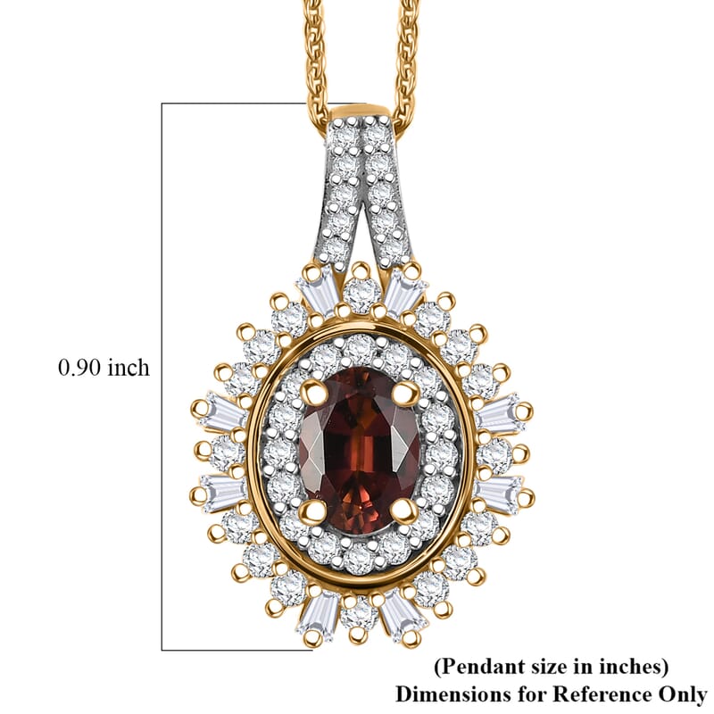 D'Joy AAA Ouro Fino Rubellite and Moissanite 1.50 ctw Starburst Majesty Pendant Necklace in 18K Vermeil Yellow Gold Over Sterling Silver 20 Inches