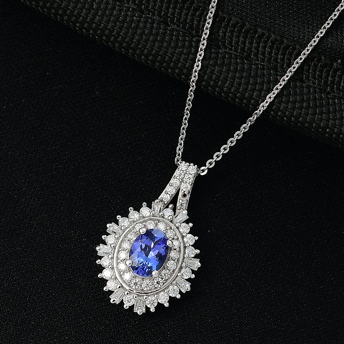 D'Joy AAA Tanzanite and Moissanite 1.50 ctw Pendant Necklace in Rhodium Over Sterling Silver 20 Inches image number 1