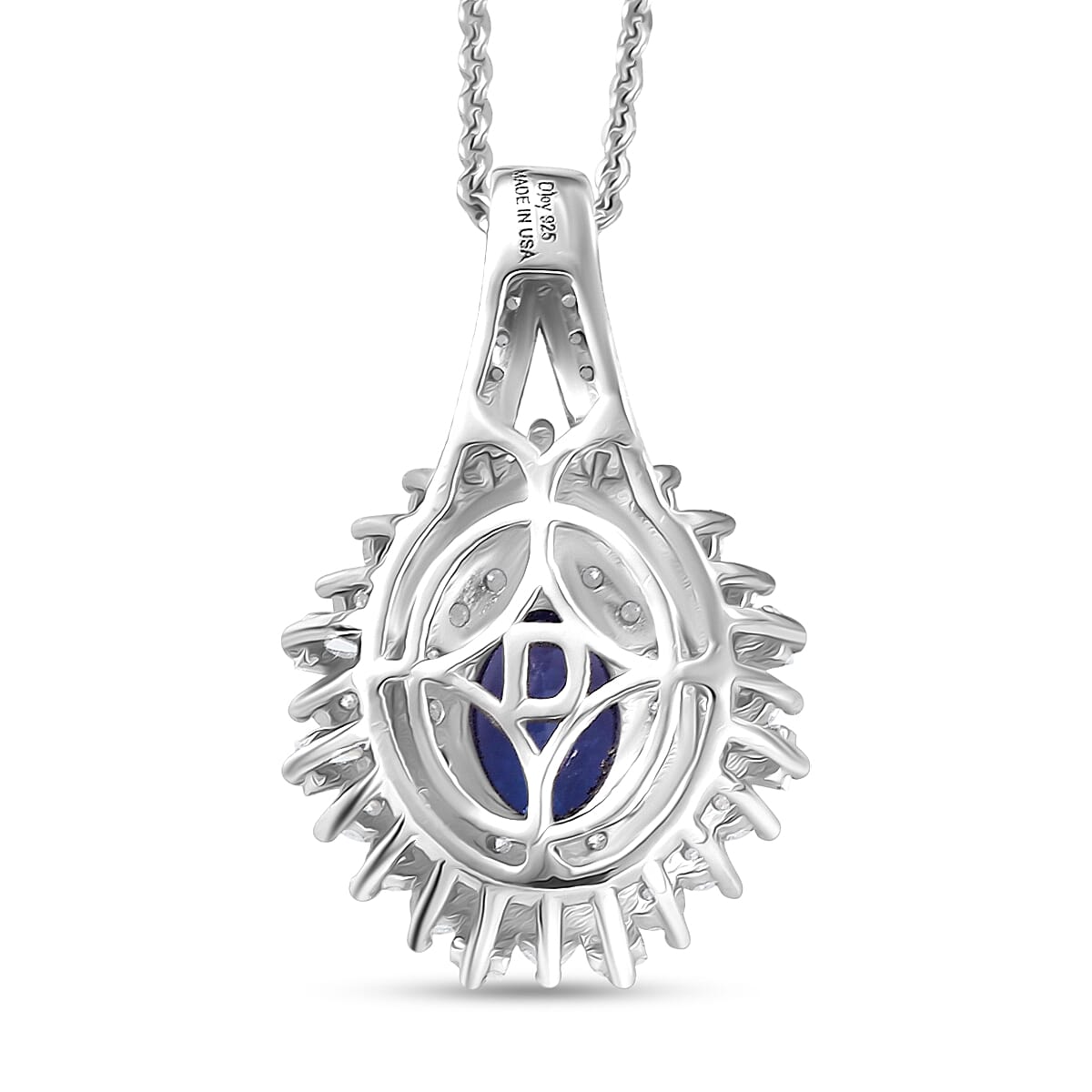 D'Joy AAA Tanzanite and Moissanite 1.50 ctw Pendant Necklace in Rhodium Over Sterling Silver 20 Inches image number 4