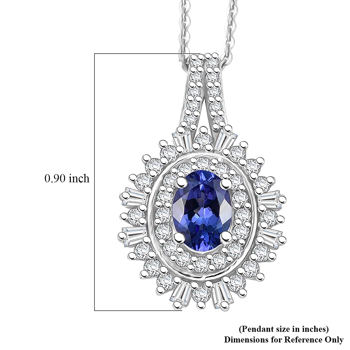 D'Joy AAA Tanzanite and Moissanite 1.50 ctw Pendant Necklace in Rhodium Over Sterling Silver 20 Inches image number 6