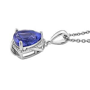 EverTrue Color Change Fluorite (IR) and Moissanite 7.60 ctw Pendant in Platinum Bond with Stainless Steel Necklace (20 Inches)