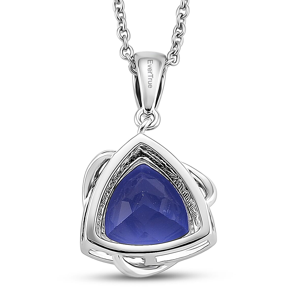 EverTrue Color Change Fluorite (IR) and Moissanite 7.60 ctw Pendant in Platinum Bond with Stainless Steel Necklace (20 Inches) image number 4