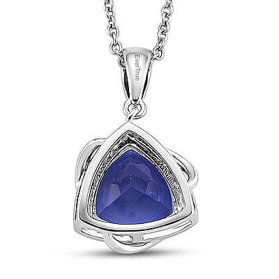 EverTrue Color Change Fluorite (IR) and Moissanite 7.60 ctw Pendant in Platinum Bond with Stainless Steel Necklace (20 Inches)