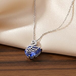 EverTrue Color Change Fluorite (IR) and Multi Gemstone 7.10 ctw Pendant in Platinum Bond with Stainless Steel Necklace (20 Inches)