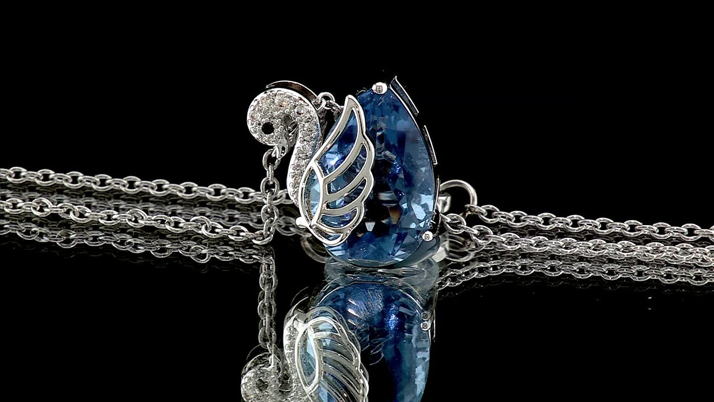 EverTrue Color Change Fluorite (IR) and Multi Gemstone 7.10 ctw Pendant in Platinum Bond with Stainless Steel Necklace (20 Inches)