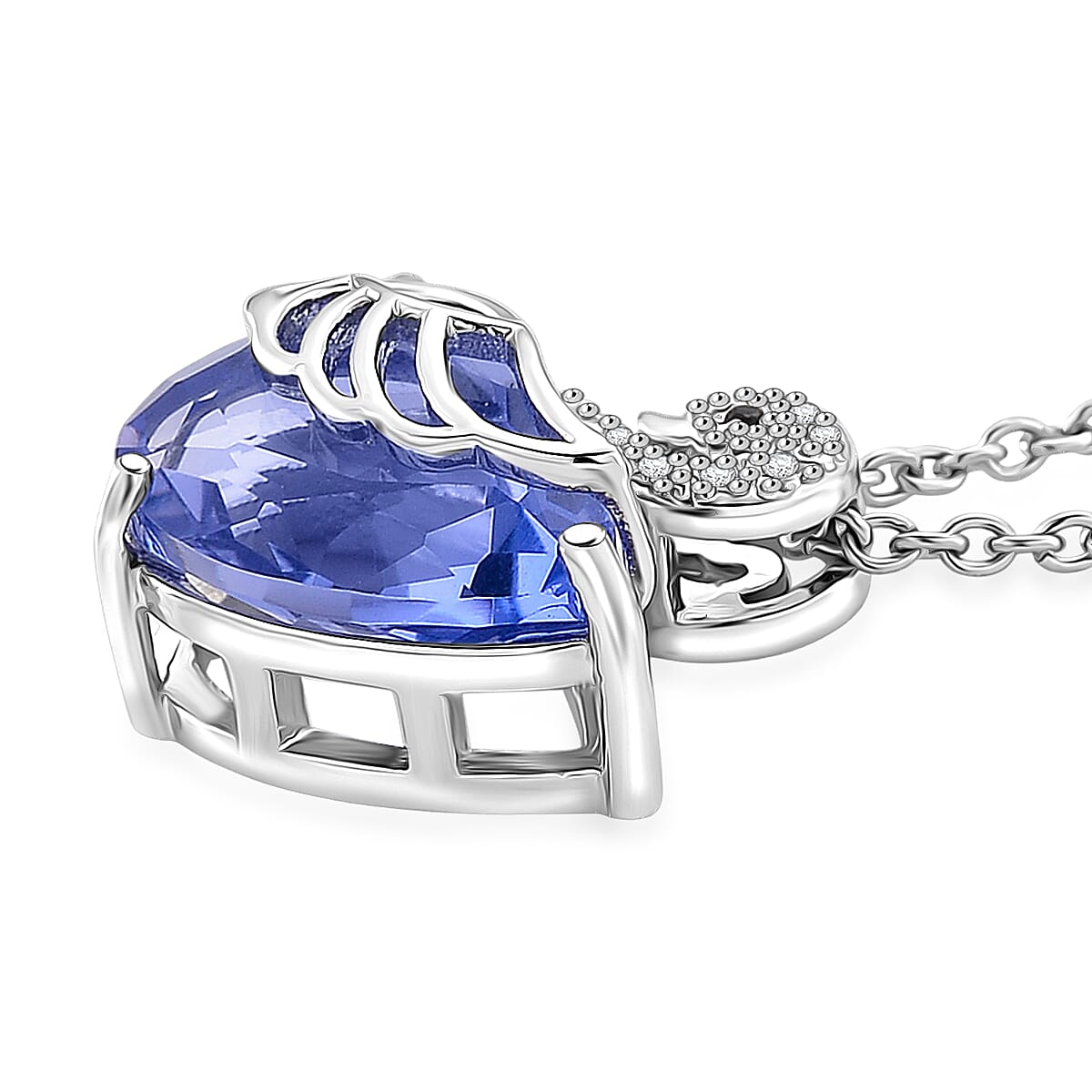 EverTrue Color Change Fluorite (IR) and Multi Gemstone 7.10 ctw Pendant in Platinum Bond with Stainless Steel Necklace (20 Inches) image number 3