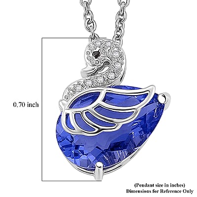 EverTrue Color Change Fluorite (IR) and Multi Gemstone 7.10 ctw Pendant in Platinum Bond with Stainless Steel Necklace (20 Inches)