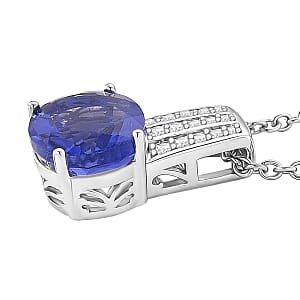 EverTrue Color Change Fluorite (IR) and Moissanite 3.20 ctw Pendant in Platinum Bond with Stainless Steel Necklace (20 Inches)