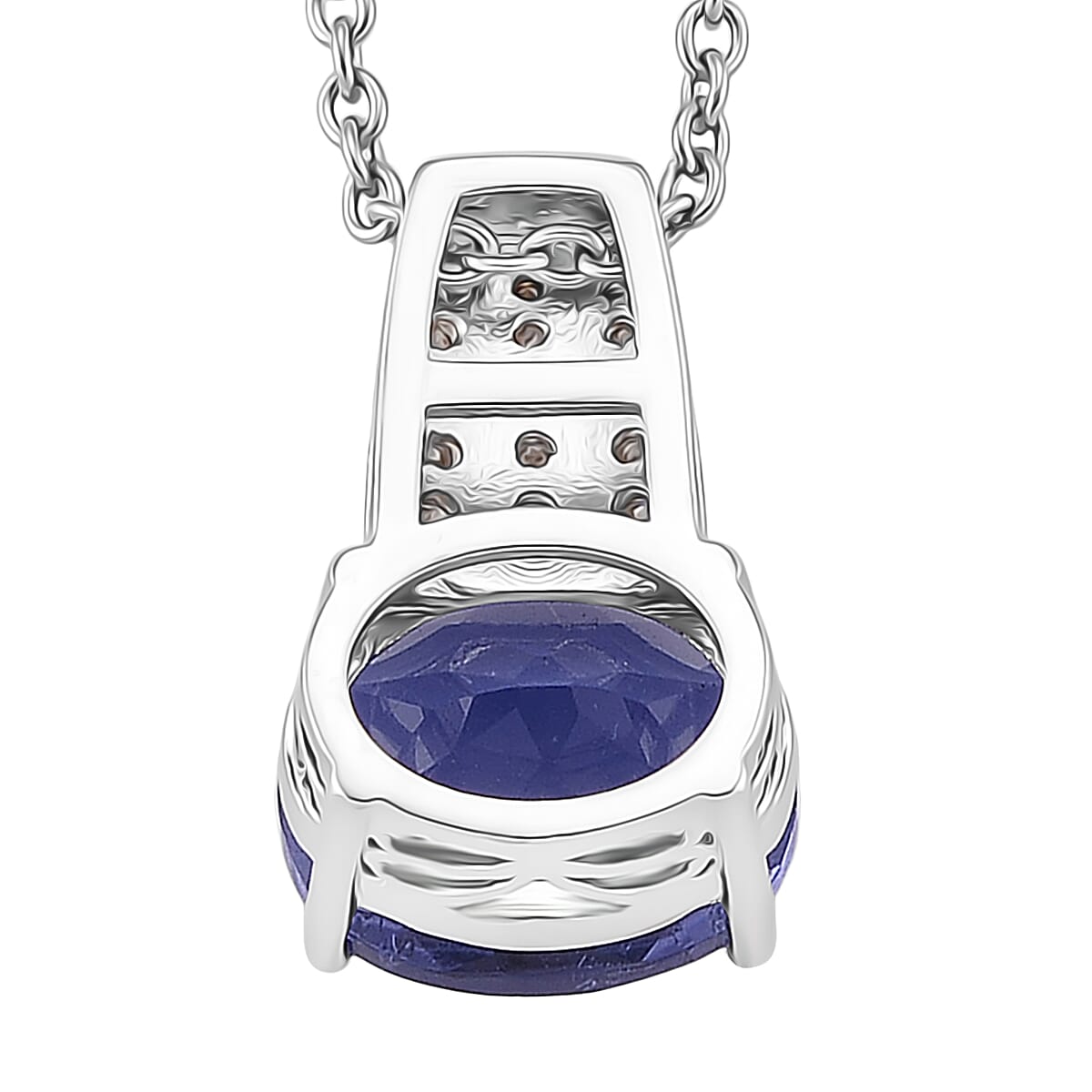 EverTrue Color Change Fluorite (IR) and Moissanite 3.20 ctw Pendant in Platinum Bond with Stainless Steel Necklace (20 Inches) image number 4