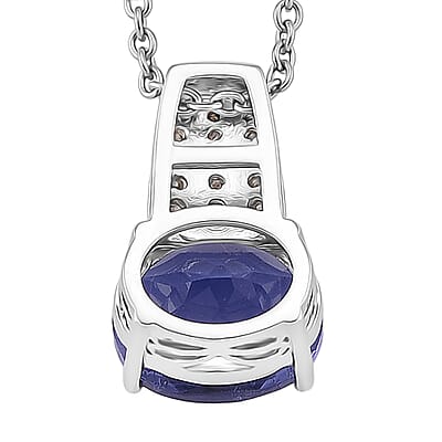EverTrue Color Change Fluorite (IR) and Moissanite 3.20 ctw Pendant in Platinum Bond with Stainless Steel Necklace (20 Inches)