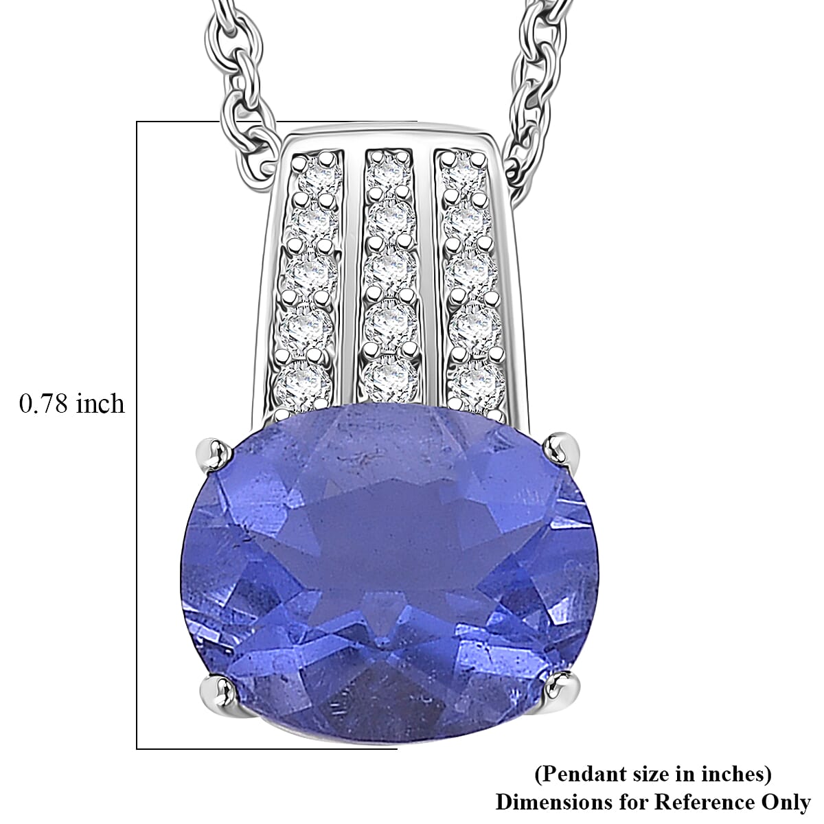 EverTrue Color Change Fluorite (IR) and Moissanite 3.20 ctw Pendant in Platinum Bond with Stainless Steel Necklace (20 Inches) image number 5