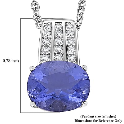 EverTrue Color Change Fluorite (IR) and Moissanite 3.20 ctw Pendant in Platinum Bond with Stainless Steel Necklace (20 Inches)