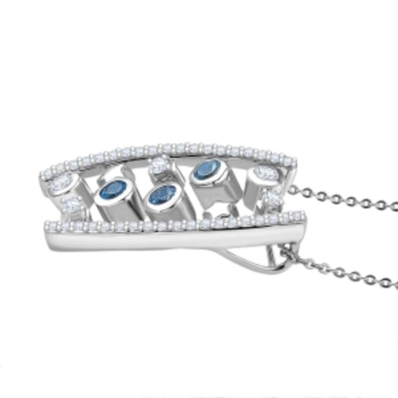 GP Swiss Blue Topaz and White Zircon 1.45 ctw Pendant Necklace (20 Inches) in Rhodium Over Sterling Silver