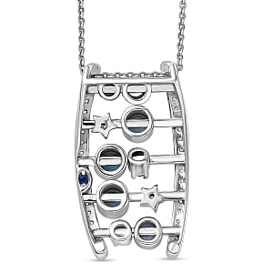 GP Swiss Blue Topaz and White Zircon 1.45 ctw Pendant Necklace (20 Inches) in Rhodium Over Sterling Silver