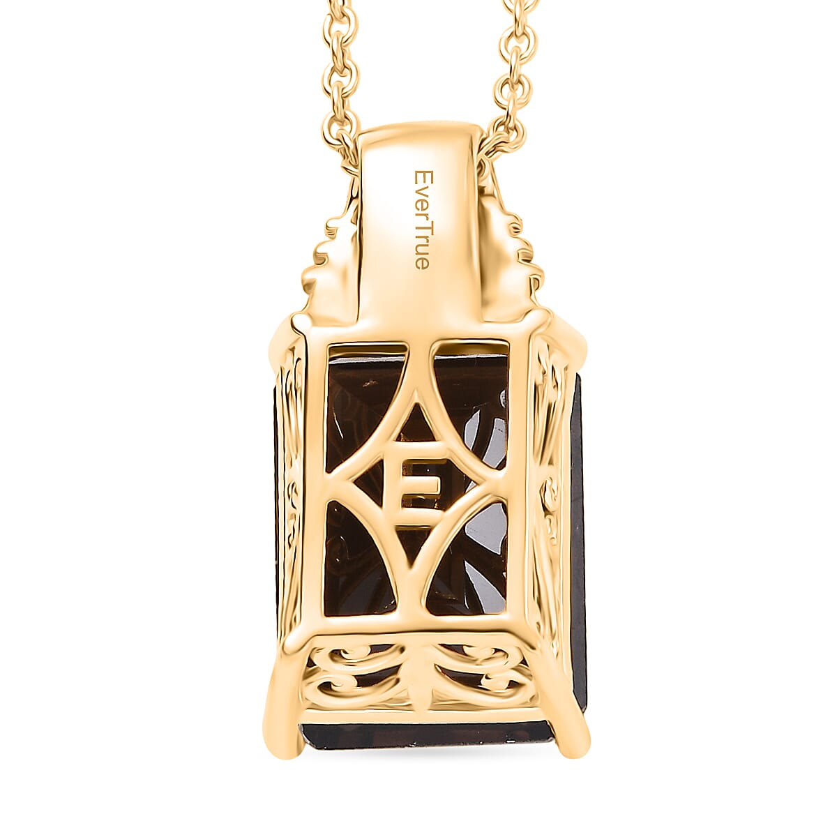 EverTrue Smoky Quartz and White Zircon 11.75 ctw Pendant in 18K YG Plated with ION Plated YG Stainless Steel Necklace 20 Inches image number 4