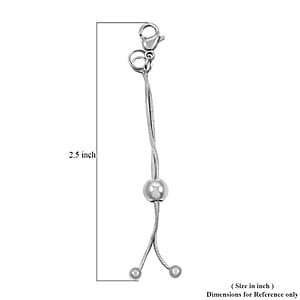 Set of 2 9mm Lobster Lock with 2 Inch Snake Extender Chain, 6mm Adjusting Beads in Rhodium Over Stainless Steel