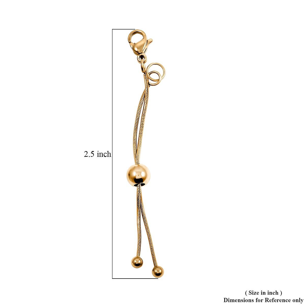 Set of 3 - 9mm Lobster Lock with Each side 2 Inch Snake Extender Chain, 6mm Adjusting Beads in ION Plated YRG and Stainless Steel image number 3