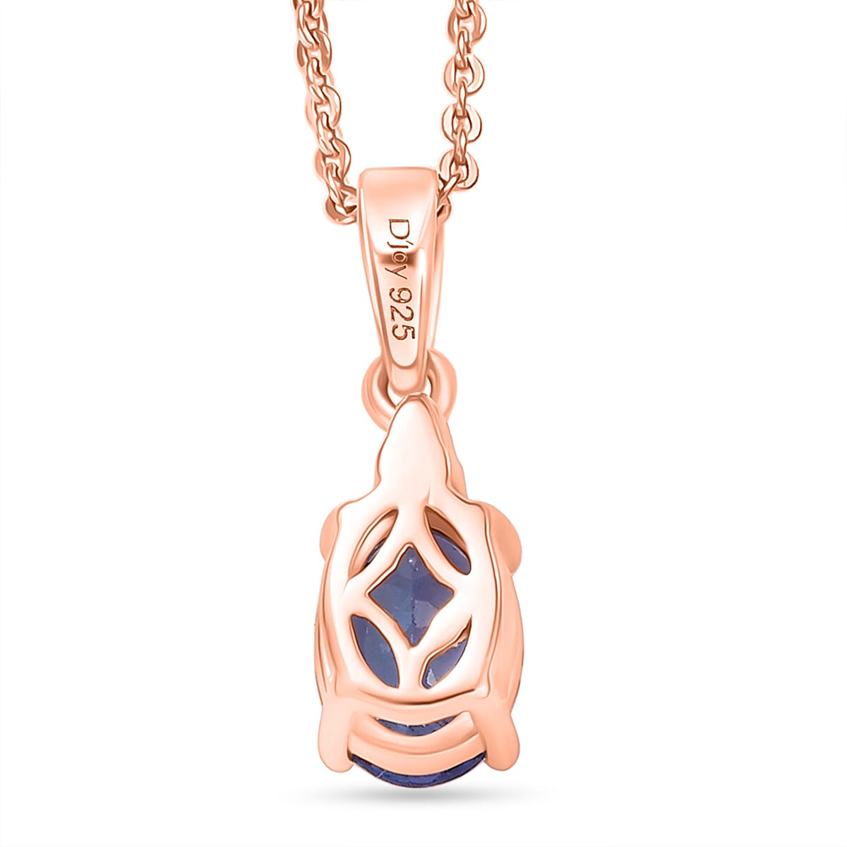 D'Joy AAA Tanzanite and Natural Pink Diamond I3 1.10 ctw Pendant Necklace in 18K Vermeil Rose Gold Over Sterling Silver 20 Inches image number 4