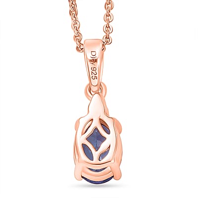 D'Joy AAA Tanzanite and Natural Pink Diamond I3 1.10 ctw Pendant Necklace in 18K Vermeil Rose Gold Over Sterling Silver 20 Inches