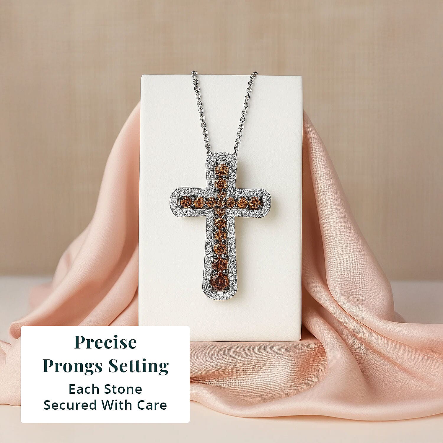 Luxuriant Lab Grown Red Diamond (IR) and Lab Grown Diamond 1.00 ctw Eternal Rouge Cross Pendant Necklace 20 Inches in Rhodium Over Sterling Silver