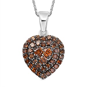 Luxuriant Lab Grown Red Diamond (IR) 1.00 ctw Heart Scarlet Promise Pendant Necklace 20 Inches in Rhodium Over Sterling Silver