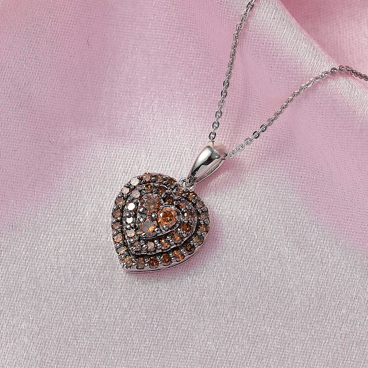 Luxuriant Lab Grown Red Diamond (IR) 1.00 ctw Heart Scarlet Promise Pendant Necklace 20 Inches in Rhodium Over Sterling Silver image number 1