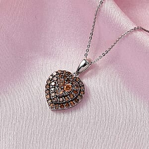 Luxuriant Lab Grown Red Diamond (IR) 1.00 ctw Heart Scarlet Promise Pendant Necklace 20 Inches in Rhodium Over Sterling Silver