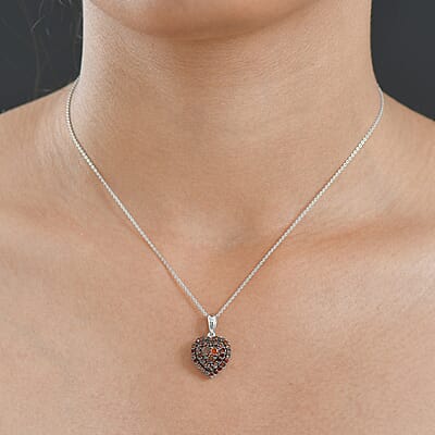 Luxuriant Lab Grown Red Diamond (IR) 1.00 ctw Heart Scarlet Promise Pendant Necklace 20 Inches in Rhodium Over Sterling Silver